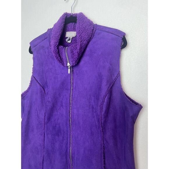 Chico's Women's Purple Fleece Turtle Neck Full Zip Vest Size 3/XL Warm Soft - Picture 3 of 7